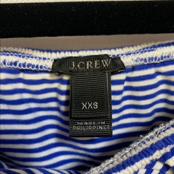 J. Crew Blue and White Striped Ruffle Bodysuit - Picture 2 of 3